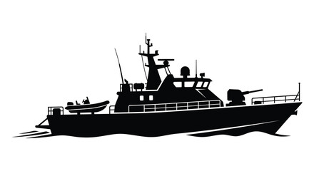 Military Vessel Silhouette Against White Background warship © asma