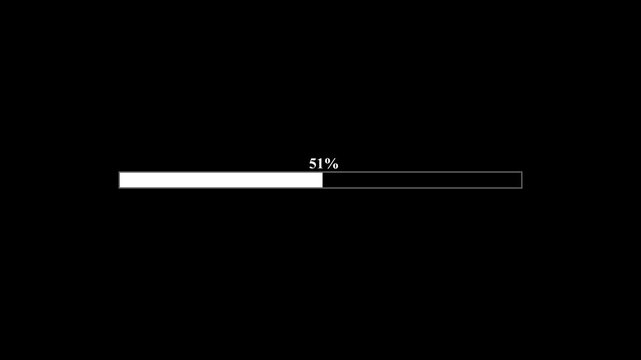 Fifty one percent loading progress bar indicator isolated on black background a digital graphic showing against a solid backdrop download upload status percentage interface