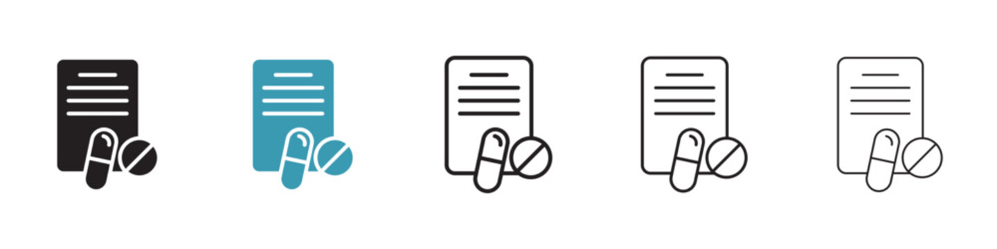 Prescription and capsule vector icon logo or illustration