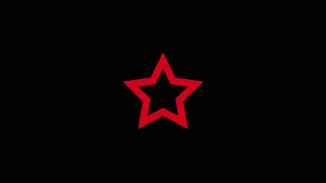 Red star outline icon on black background a shape with a thick outline, isolated on a solid background, minimalist design element shape design minimalist geometry vector