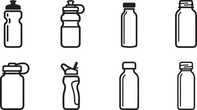 Eight different water bottle bottle cap styles illustration Vector