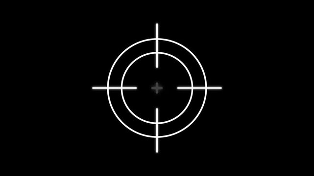 Scanning moving target shape with alpha channel, Target, Aim, Goal icons.Business target concept. Military training, Military target icon animation on black background.