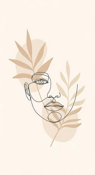 Line Art Illustration of a Human Face 1.