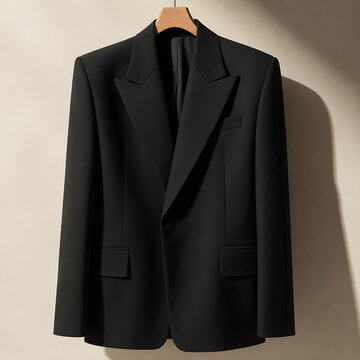 Black oversized power blazer with strong shoulders