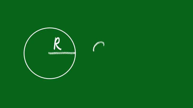 Chalk Drawing Circle Area Formula Animation on Transparent Background 4K