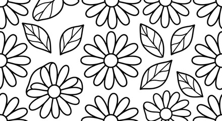 Obraz premium Black and white floral pattern for design projects. Elegant floral background for creative use. Artistic decorative motif for textiles and wallpapers.