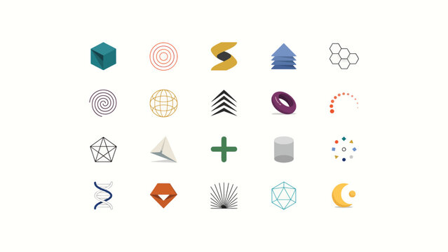 Collection of geometric and abstract icons