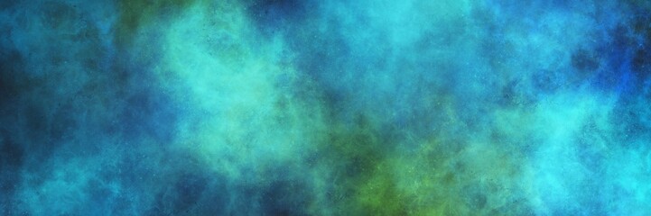 Obraz premium Bright aqua blue and pale green misty fog on a dark canvas. Wide atmospheric grunge banner for fresh, aquatic, and cool aesthetic themes. 