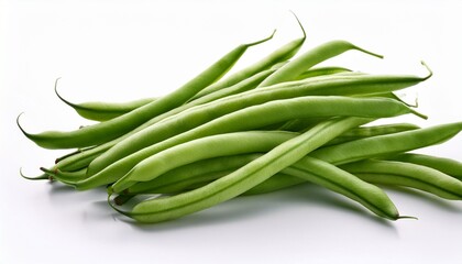 Fototapeta premium Fresh Green Beans On White Background