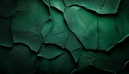Obraz premium Dark Emerald Green Textured Wall Background With Moody Shadows And Elegant Gritty Stone Surface For Graphic Design