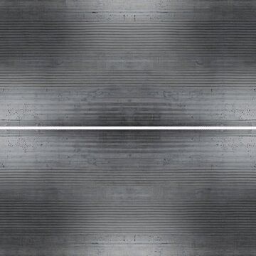 Brushed grey metallic steel surface with horizontal scratches and central line brushed metal texture background