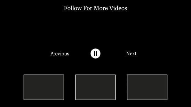 Minimalist video outro end screen template with pause icon and placeholders 4k 25fps