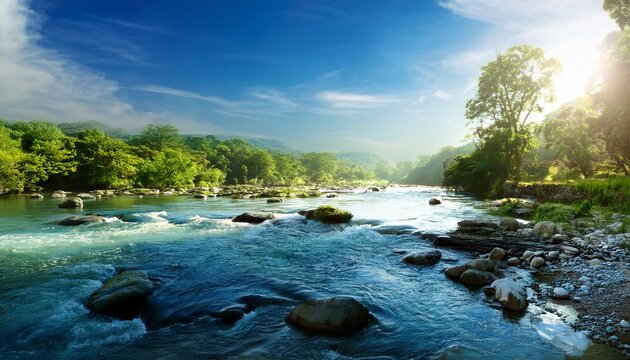 Vista De La Naturaleza De Un Rio