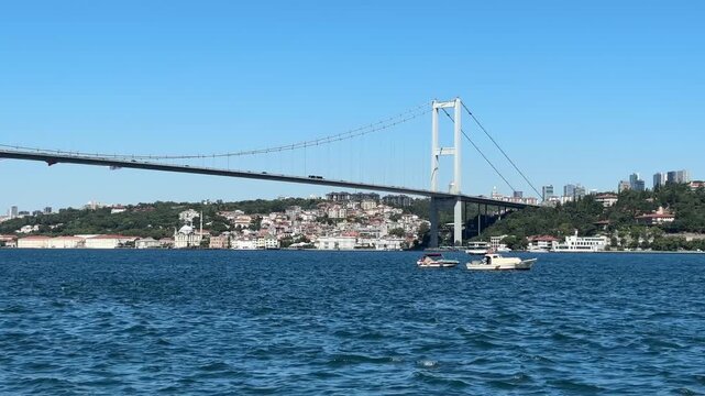 A view of the Bosphorus from the Beylerbeyi district in Istanbul, Turkey.