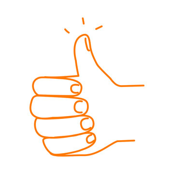 Vector hand gesture thumbs up sign in minimal linear style. Hand symbol