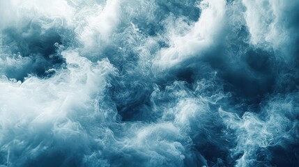 Fototapeta premium Crashing ocean waves in deep blue water. Powerful sea foam texture. Abstract marine nature background.