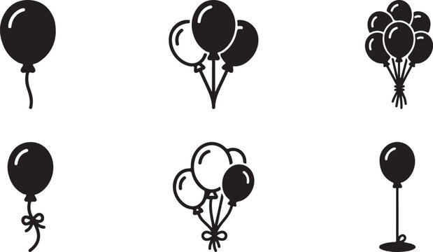 Black balloons in various styles and quantities illustration Vector