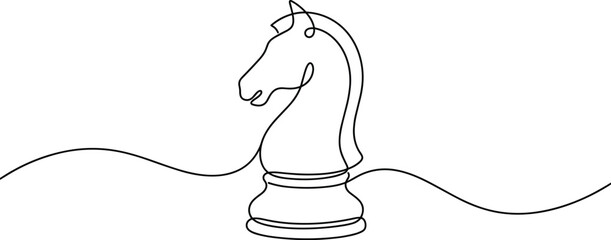 Minimalist Continuous One Line Horse Chess Knight Piece Outline Vector Illustration for Modern Design © Radiance