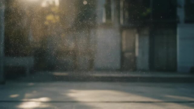 serene urban street view through car window at dusk