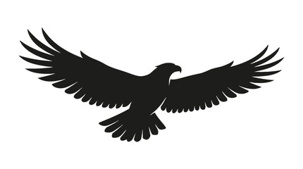 Fototapeta premium Silhouette of a majestic eagle with outstretched wings on white background