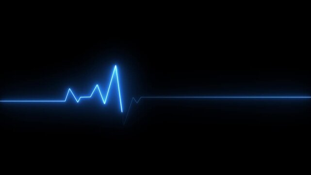 Glowing neon heartbeat and pulse rate animation. EKG monitoring in an emergency. Loop able medical heartbeat signal. Motion graphics make neon line more attractive