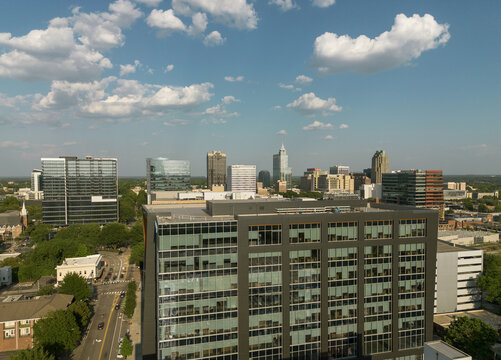 Aerial view of downtown Raleigh North Carolina from Hillsborough Street