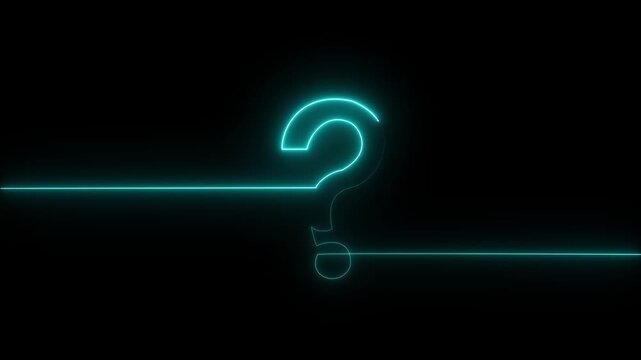 neon glowing loop Question mark sign Question mark icon asking icon animation.4k resolution abstract advice animation 4k video
