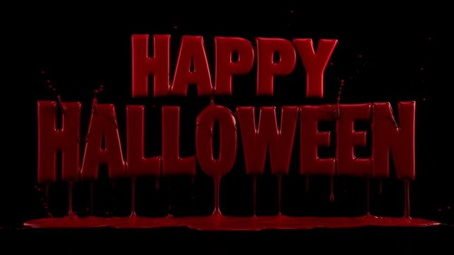 Happy halloween text with dripping red blood effect