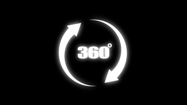360 degree rotation icon animation. Circular arrow rotating animation. 360 degree icon animation.