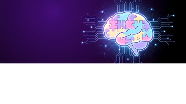 Unlocking artificial intelligence puzzle brain with circuitry background