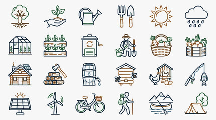 Sustainable Living and Eco-Friendly Activities Icons © Hasyim