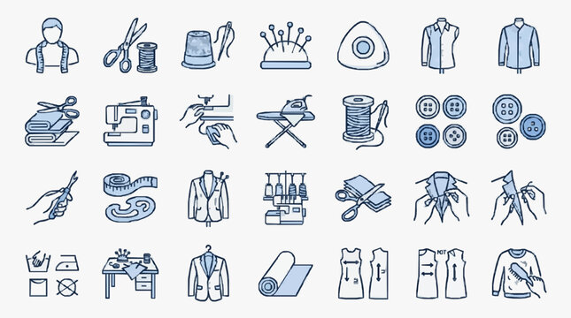 Tailoring and Sewing Tools and Accessories Illustration