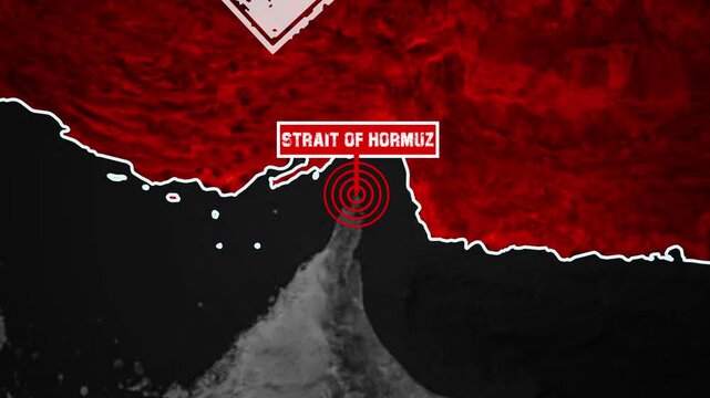 Strait of Hormuz location map tracking animation for news video footage