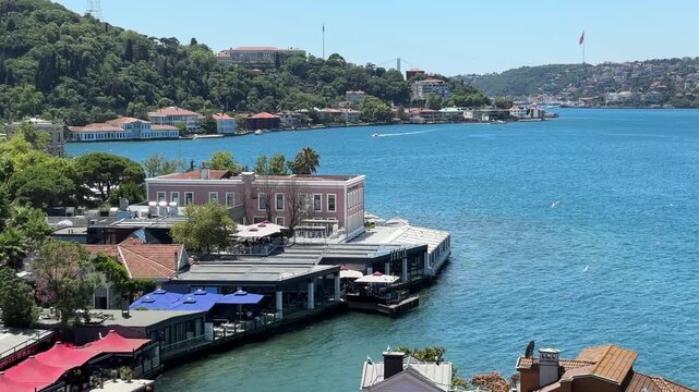 A view from the historic Anadolu Hisarı district in Beykoz, Istanbul, Turkey.