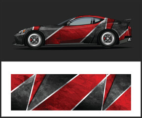 Fototapeta premium Dynamic Red and Black Car Wrap Design