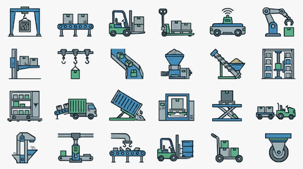 Warehouse and Industrial Equipment Icons Set © Sukses