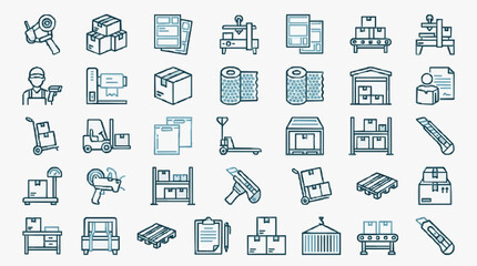 Warehouse and Logistics Equipment Icons Set © Sukses