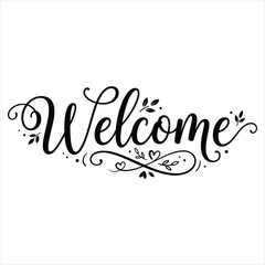 Fototapeta premium Welcome hand lettering typography design