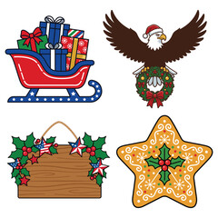 Fototapeta premium Holiday Basket, Christmas Drum & Patriotic Mandala Vector Bundle
