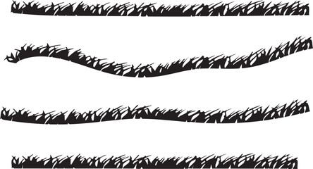 Set of horizontal grass and fire style border elements for creative graphic design layouts. © MdEanur