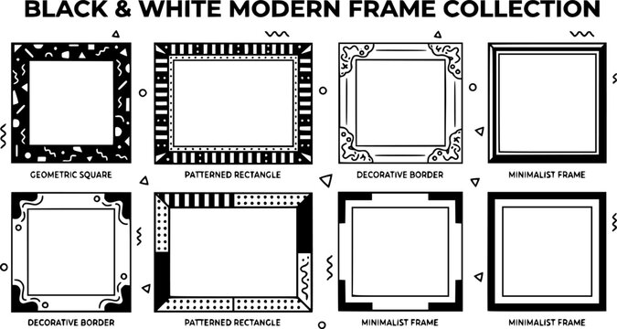 Photo frame. Wall picture different frames, modern square border with realistic shadows vector set. Minimal interior picture-frames mockups on transparent background. Photography borders