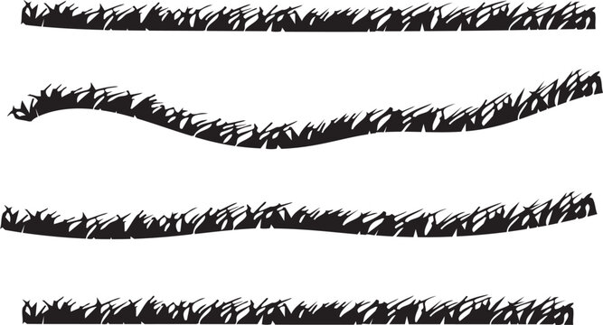 Set of horizontal grass and fire style border elements for creative graphic design layouts.