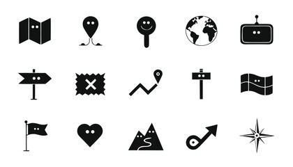 Fototapeta premium Collection of travel and map vector icons with a fun, stylized look