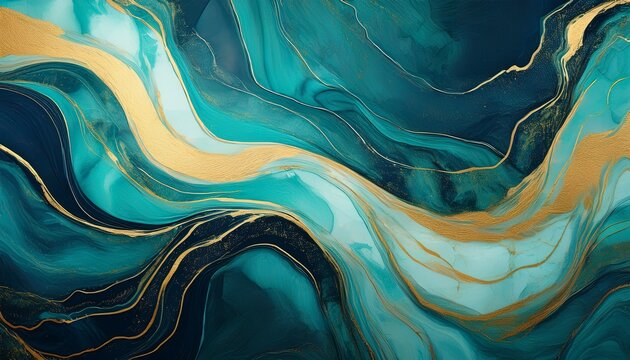 Textura Abstracta De Marmol Con Remolinos De Color Turquesa Azul Marino Y Vetas Doradas Elegantes Para Fondos De Diseno Artistico Y Moderno