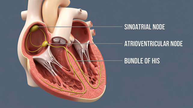 Unveiling the heart's electrical blueprint showing the Sinoatrial Node Atrioventricular Node and Bundle of His