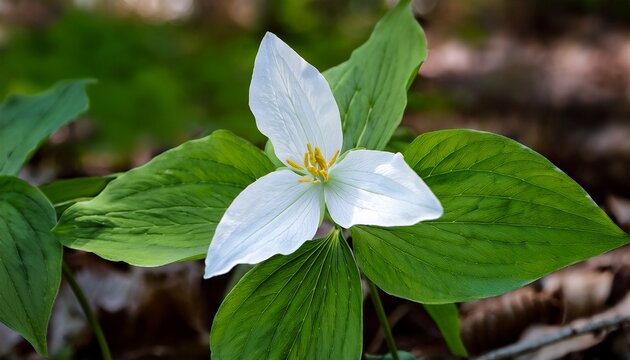White Petals Of The Large Flowered White Trillium Trillium Grandiflorum Provincial Flower Of Ontario Blooms In A Woodland In Springtime Month Of May