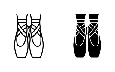 Ballet Pointe Shoes, Dance Footwear Icons, Elegant Performance Slippers, Vector Art © Mujammel