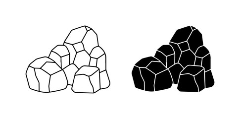 Rock Pile Vector Icons, Stacked Stones, Geological Elements, Nature Graphics © Shadiul
