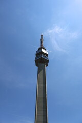 Obraz premium Belgrade. Serbia, Avala Tower, sunny day, aircraft