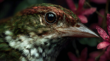 Obraz premium Beautiful emerald bird colorful feathers wildlife portrait soft background Pictures